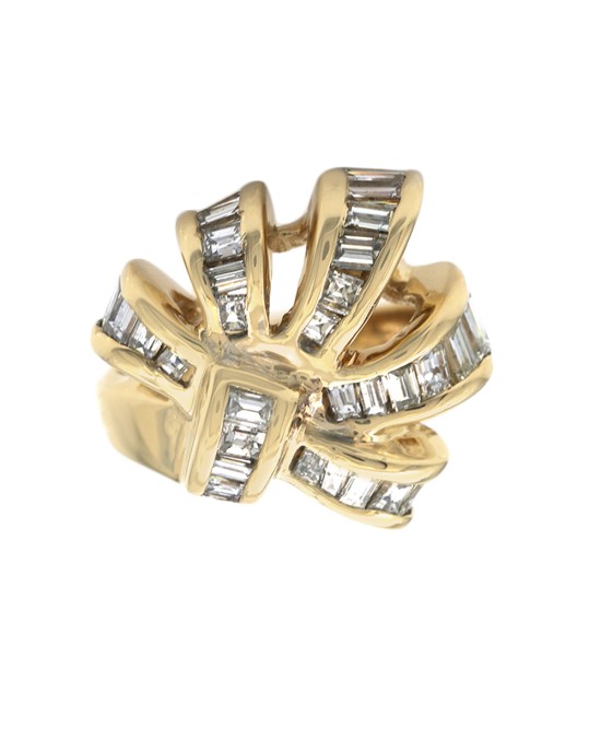 Diamond Open Ribbon Cocktail Ring in Yellow Gold